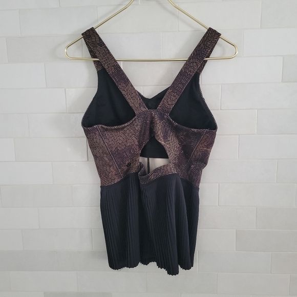 Lululemon City Tank Top Pleated Peplum Golden Godess Cashew Multi Black Brown 8 - Picture 5 of 9